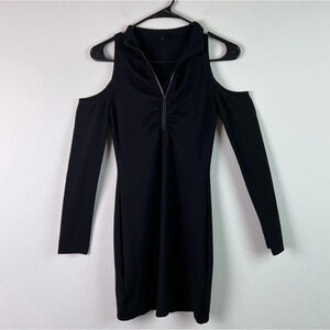 h:ours Revolve Black Cocktail Dress (S), Cut out Shoulders, Mini Length, Chic